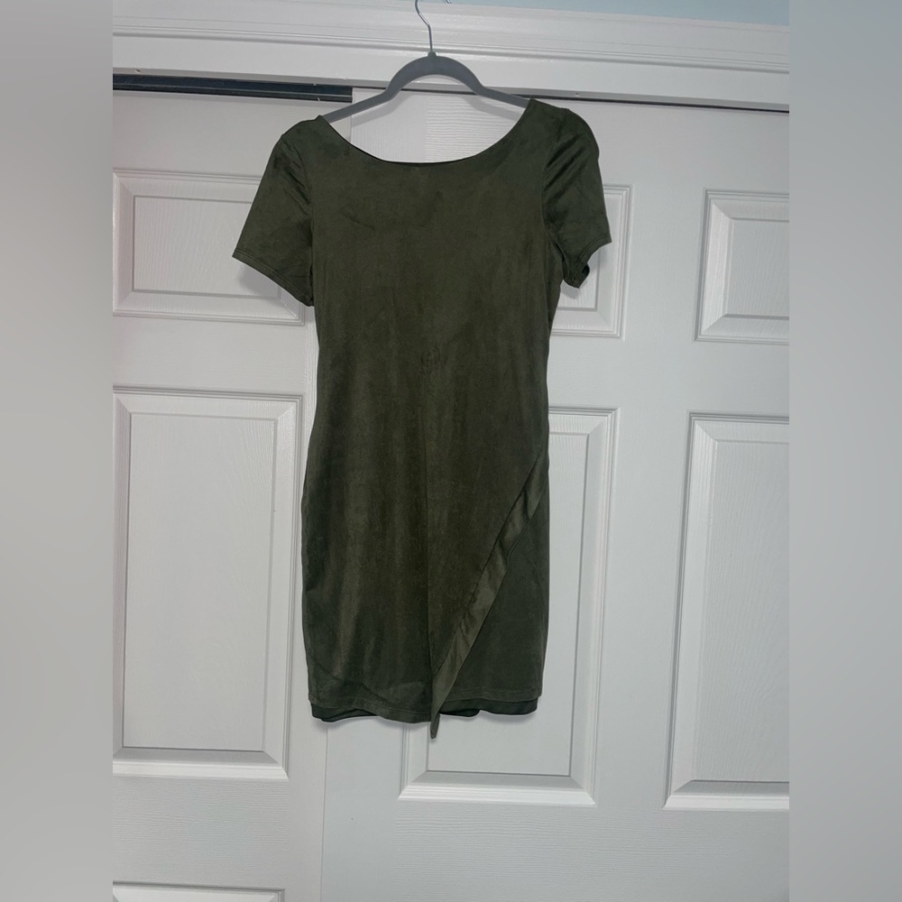 Abbeline suede green dressw/ front foldover. bought from south moon under